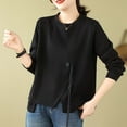 thumbnail image 5 of Women's Round Neck Loose Solid Color Casual Patchwork Top Long Sleeve Sweatshirt, 5 of 8