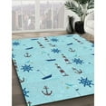 thumbnail image 2 of Ahgly Company Indoor Rectangle Patterned Tron Blue Area Rugs, 2' x 3', 2 of 6
