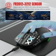 UHM Wirelss Gaming Mouse,Tri-Mode 2.4G/Bluetooth/USB-C Rechargeable Computer Mice with Silent,6 Macro Buttons,Ergonomic Design,Adjustable DPI,6 RGB LED Modes for PC/Mac/Laptop,Black