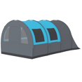 thumbnail image 1 of Large 6-Person Tunnel Camping Tent with Living Room and Bedroom, 3000mm Waterproof Polyester Fabric, Grey and Blue, 480x260x200cm Outdoor Family Tent with Mesh Windows, 1 of 7