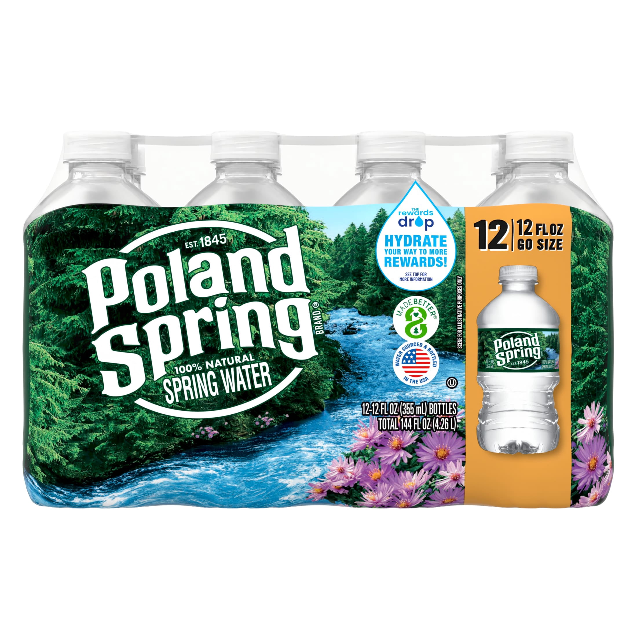 (2 pack) Poland Spring Maine Spring Water, 12 Fl Oz, 12-Pack Plastic Bottles