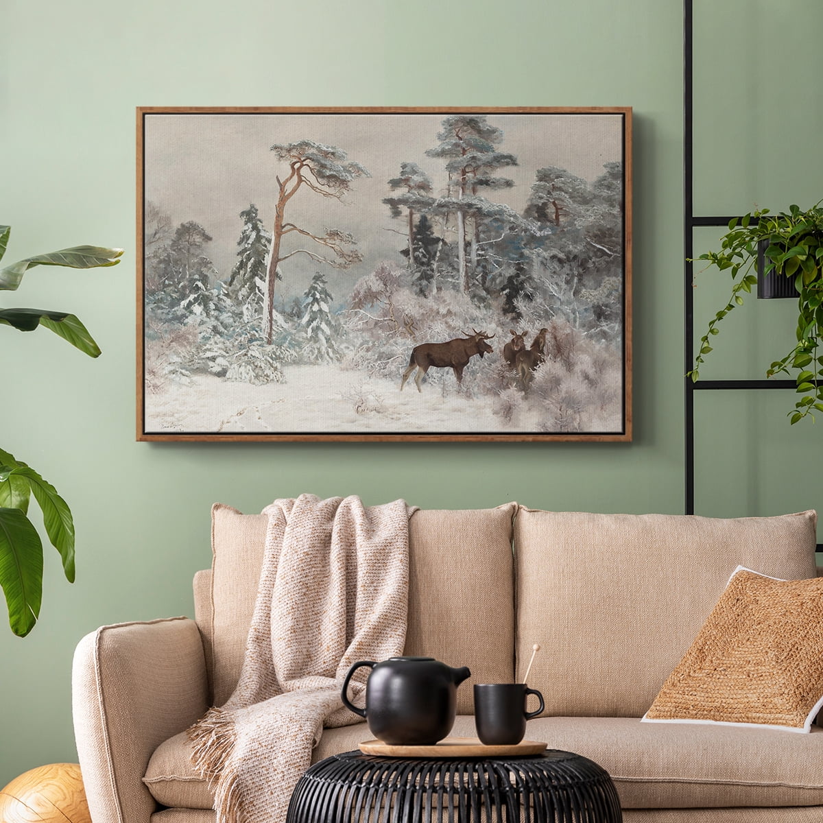 Vintage Landscape-CCLXXIII By Wexford Home Framed in Walnut Wood Gallery Wrapped Canvas 27 in. x 41 in.