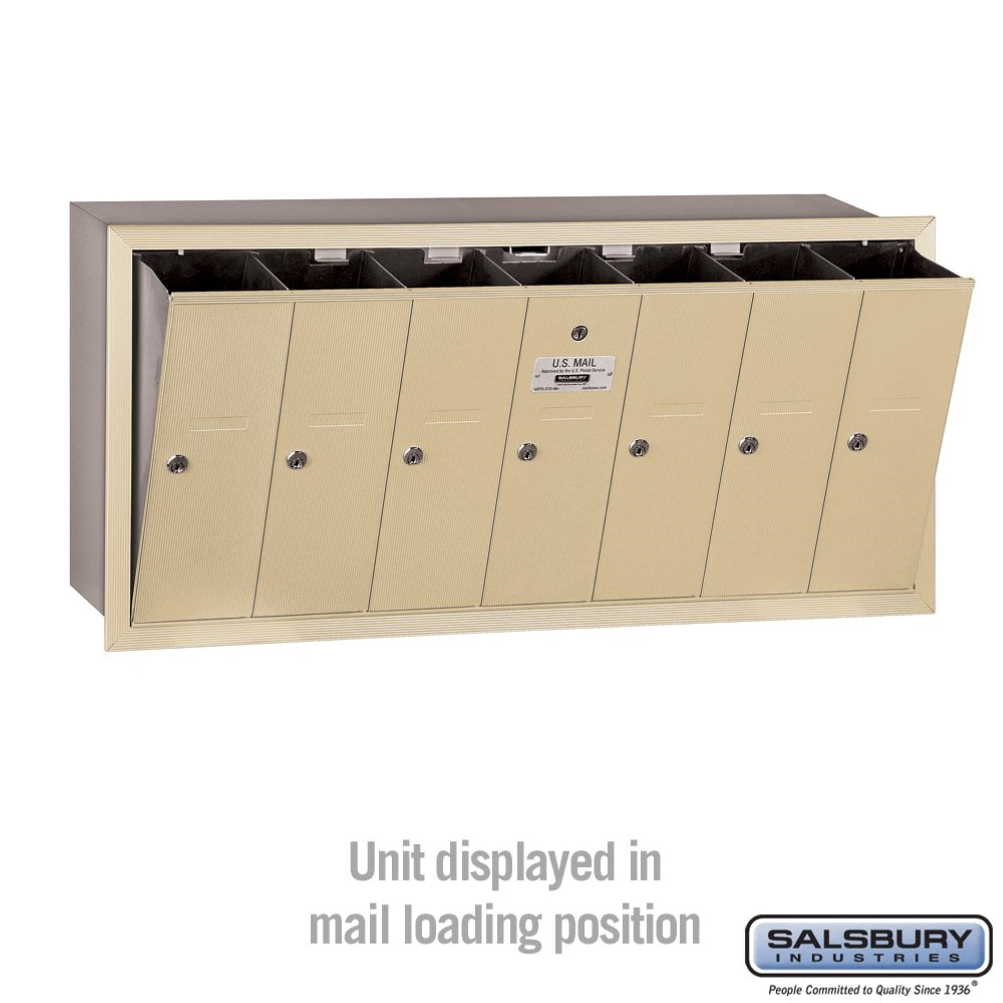 Vertical Mailbox - 7 Doors - Sandstone - Recessed Mounted - USPS Access