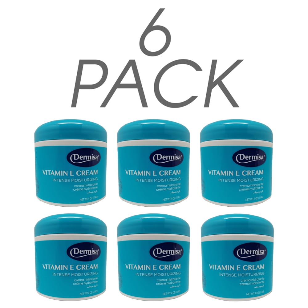 Dermisa Vitamin-E Cream. Intense Night Time Moisturizer with Coenzyme Q10, Collagen and Elastin. Anti Aging Cream. 4 oz / 114 G. Pack of 6