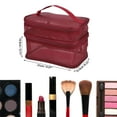 thumbnail image 2 of 1 Pcs Travel Makeup Bag Makeup Brush Holder Makeup Organizer Bag Waterproof Polyester Red, 2 of 7