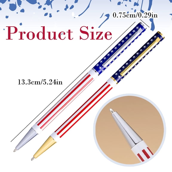 Clearance Sale! 1PC Patriotic Ballpoint Pen, Metal USA Flag Design Writing Pen for Gifting, Metal, for Office & Home, (14cm, Silver)