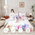 thumbnail image 3 of Castle Fairy Floral Letter P Queen Comforter Set 3pcs for Adults,Watercolor Flowers Bedding Comforter Set,Pink Reversible, 3 of 6