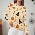 thumbnail image 5 of WTOBBY Women's Daily Casual Long Sleeve Printed Round Neck Top, Halloween Theme Split Hem Blouse for Fall Seasonal Fashion,Yellow 2XL, 5 of 5