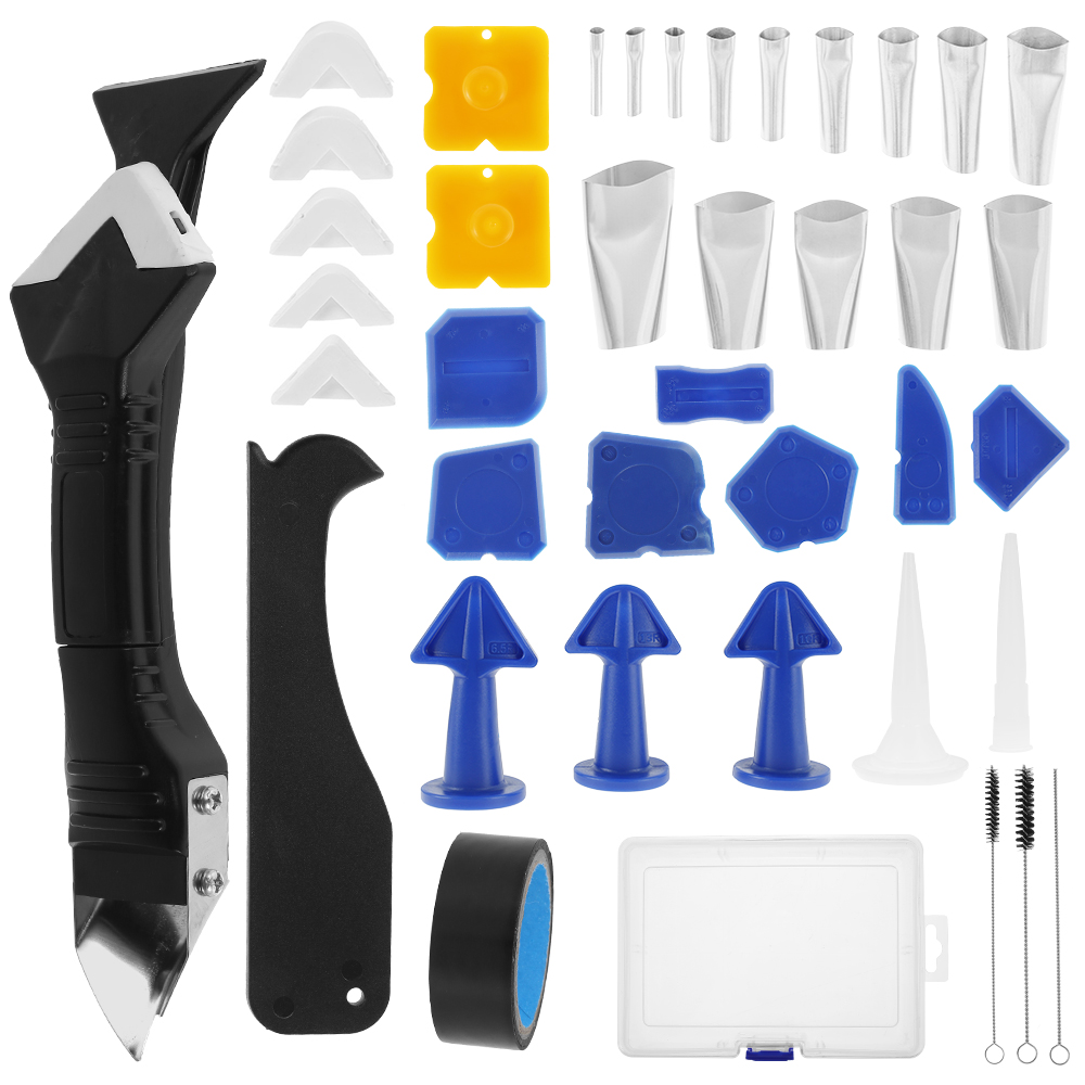 Silicone Caulking Finisher Kit Caulk Nozzle Applicator Scraper Grout