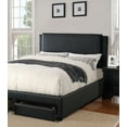 thumbnail image 3 of Stylish Modern Black Faux Leather Full Size Bed 1pc Bedframe Bedroom Furniture Storage Footboard Upholstery Headboard, 3 of 7
