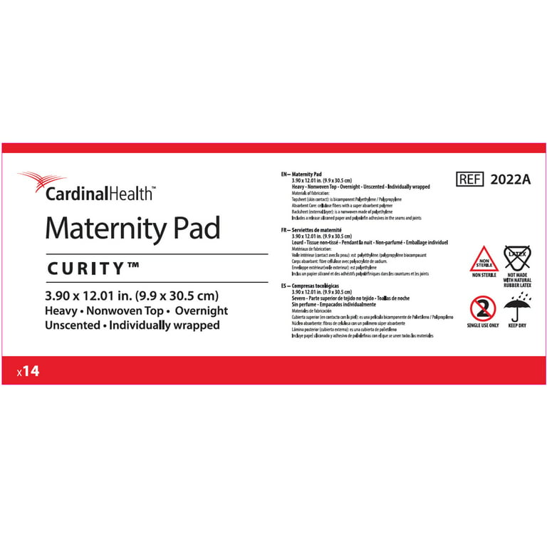 Curity Maternity Pad, Super Absorbency, 11 in, 168 Ct, Pack of 12 