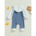 thumbnail image 4 of Wassery Baby Boys Girls Full Length Jumpsuit 3 6 12 18 Months Infant Fall Contrast Color Zipper Hood Romper Long Sleeve Crew Neck Bodysuits, 4 of 8