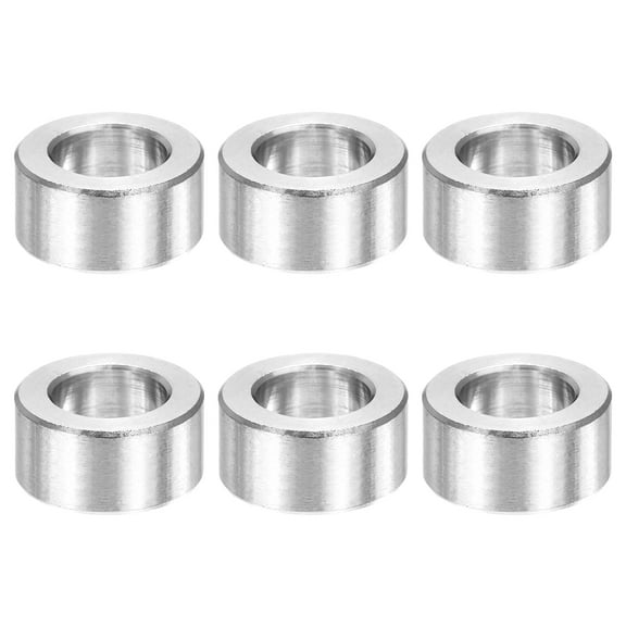 Uxcell 6pcs M12 Metal Spacers, 1/2" IDx13/16" ODx3/8" Length Stainless Steel Spacer Round Unthreaded Standoff Bushing Plain Finish for Screw Bolts, Silver 12x20x10mm