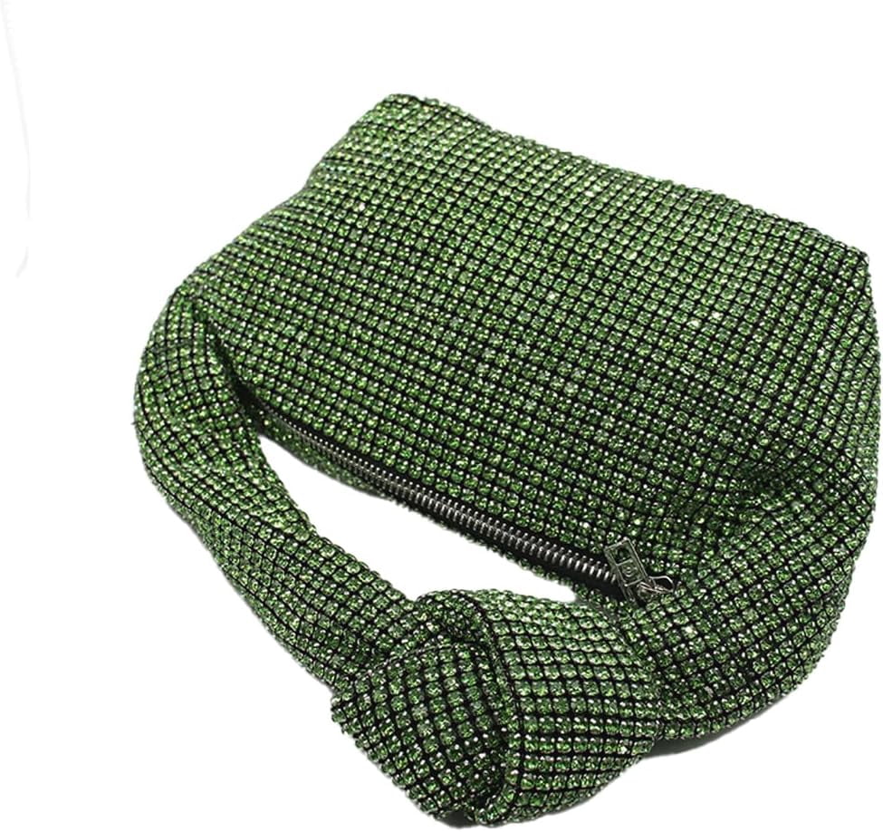 NANAHuang Bling Full Glitter Knotted Handbag for Women Crystal Rhinestone Hobo Dumpling Bag Diamond Evening Clutch Crossbody Bag