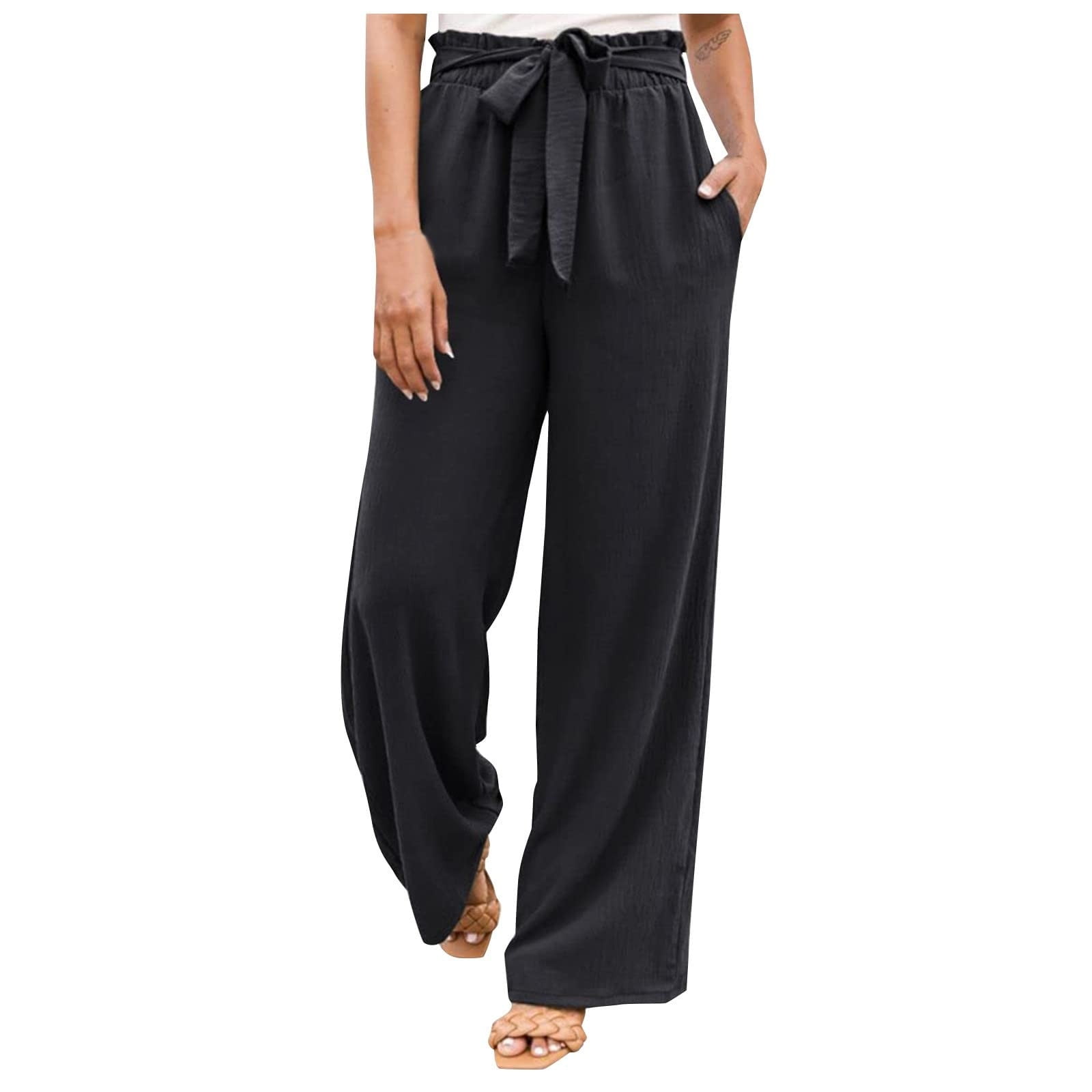 Womens Slit Leg Pants Flowy Tie Dye Palazzo Style Pant Lounge Pants  Beachwear, Dip Dye Black, Size: L/XL - Walmart.com