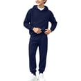 thumbnail image 2 of Mooqilaa Boys Athletic Outfit Sets, 2 Piece Long Sleeve Fleece-lined Casual Boys' Activewear Clothing Sets Navy Size 7-8 T, 2 of 6