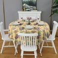 thumbnail image 2 of Yellow Highland Cow Flower Pattern Round Tablecloth 60"x60",Wrinkle Wipeable Table Cloth for Kitchen Dining Room Picnic Patio Party, 2 of 6