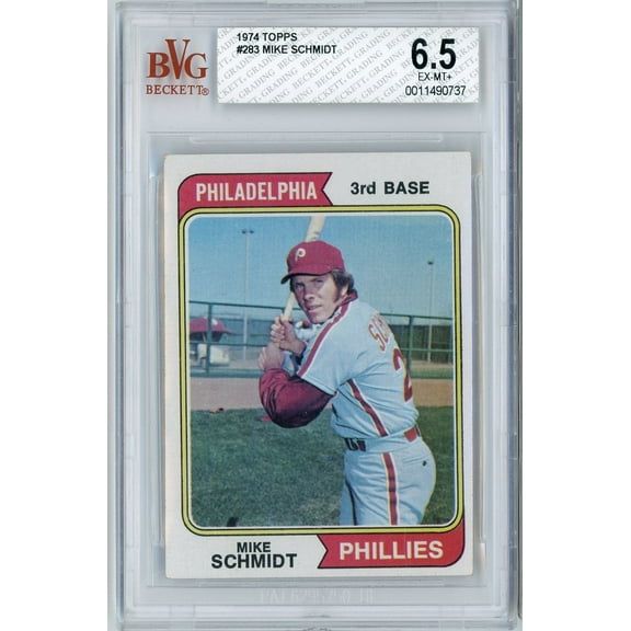 Graded 1974 Topps Mike Schmidt #283 2nd Year Baseball Card BGS 6.5 EX-MT+