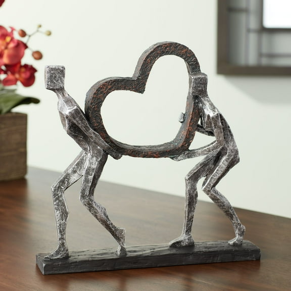 Dahlia Studios The Weight of Love 12" High Figurines and Heart Sculpture