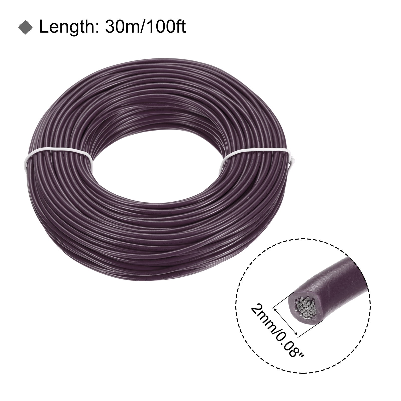 UL1007 18AWG Gauge Stranded Hook-Up Wires, Electrical Wire Tinned Copper Wire 30m/100ft Brown