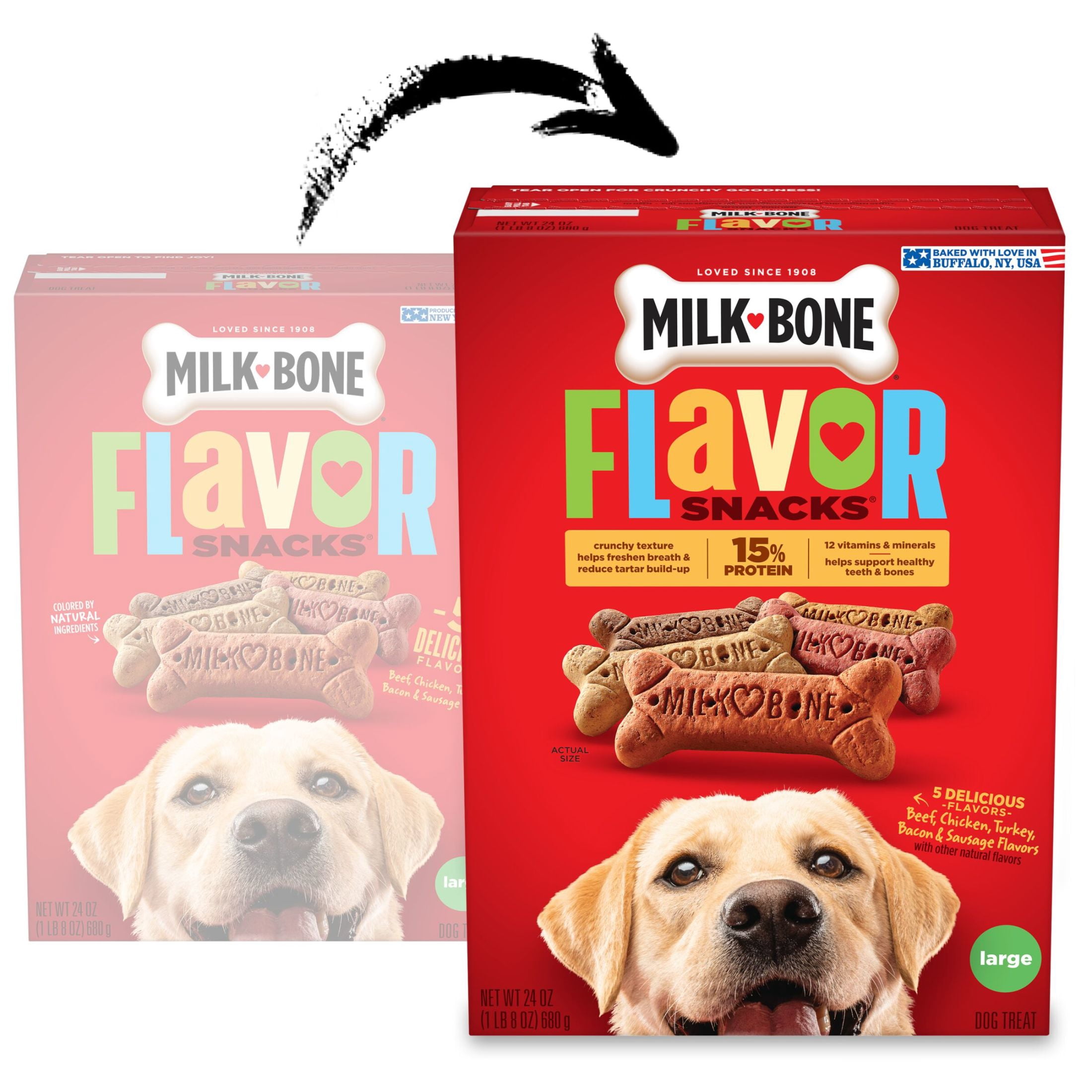 (2 pack) Milk Bone Flavor Snacks Large Dog Biscuits, Flavored Crunchy Dog Treats, 24 oz Box