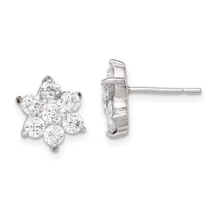 Sterling Floral Earrings - 925 Sterling Silver Floral Cubic Zirconia Cz Post Stud Ball Button Earrings Flower Gardening For Women