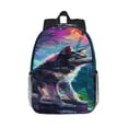 thumbnail image 1 of Easygdp Colorful Plant Wolf Mochila Ligera de 15 Pulgadas para Estudiantes, Mochila Cómoda para la Escuela y Viajes, Correas Ajustables, 1 of 6