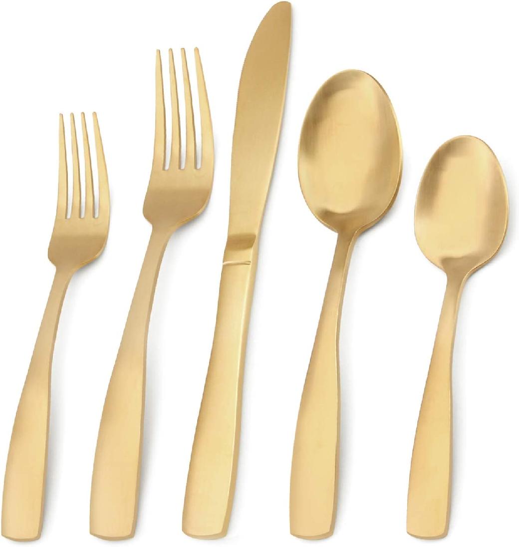 Matte Gold Silverware Set, 20Piece Stainless Steel Flatware Set