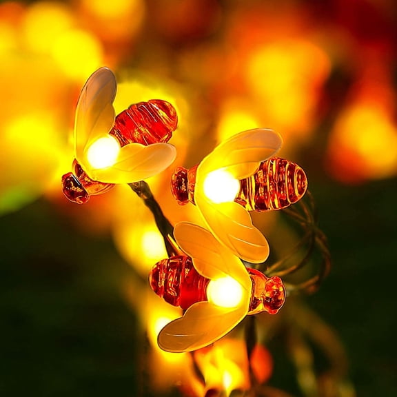 LINLIN Solar String Lights Garden, LED Honeybee Solar Powered Fairy String Lights for Outdoor Garden Summer Party Wedding Decoration