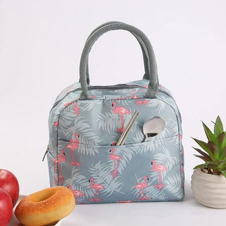 Flamingos And Tropical Leaves Portable Insulated Lunch Box Reusable ...