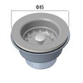 thumbnail image 3 of Kitchen Sink Drain 85mm - No Overflow - Also suitable for very thick porcelain sinks, 3 of 4