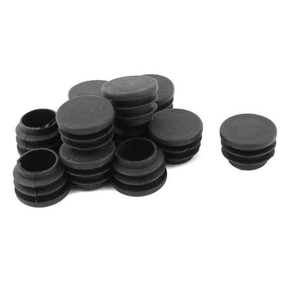 12 Pieces Black Plastic 25mm Dia Round Blanking End Caps Tube Inserts