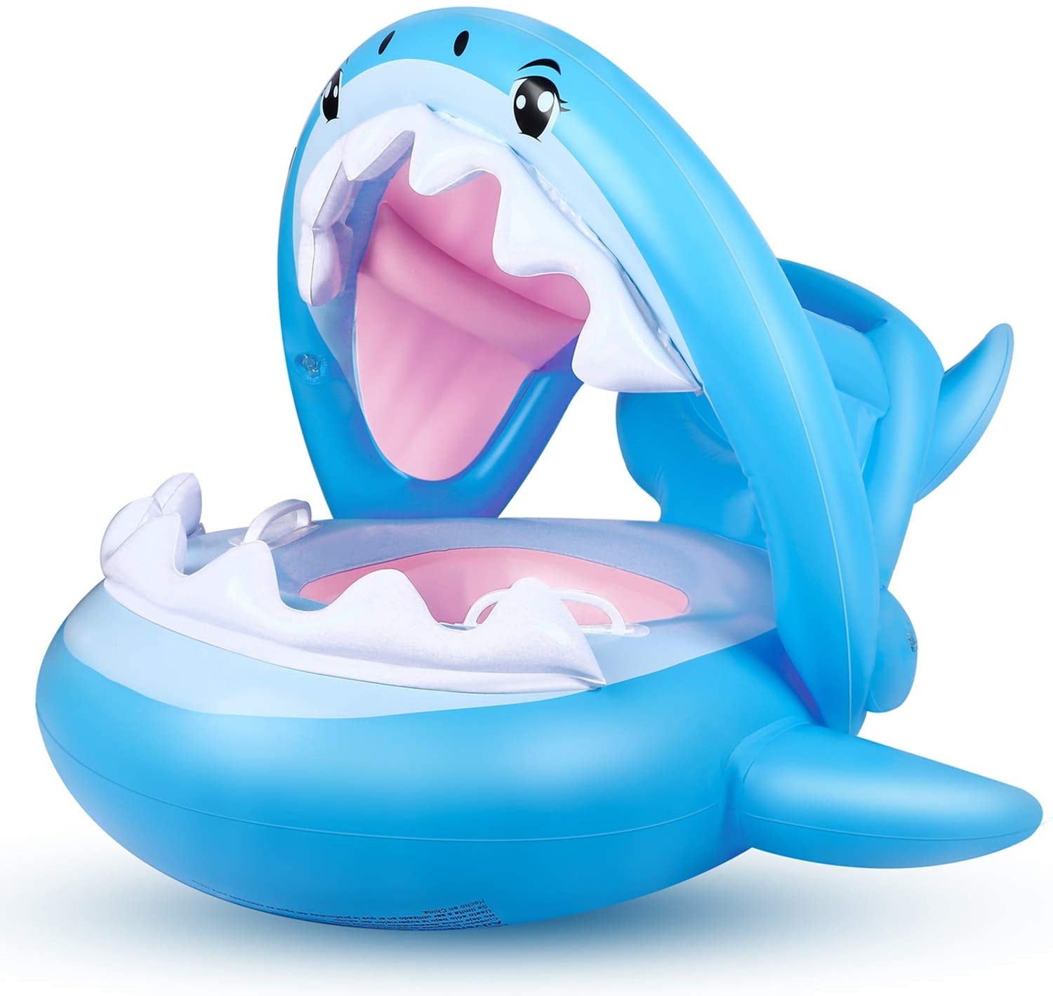 PALADOU Baby Swimming Pool Float with Canopy for Kids Aged 9-36 Months Fun on The Water Baby Swim Floaties Shark Ring Boat Floating