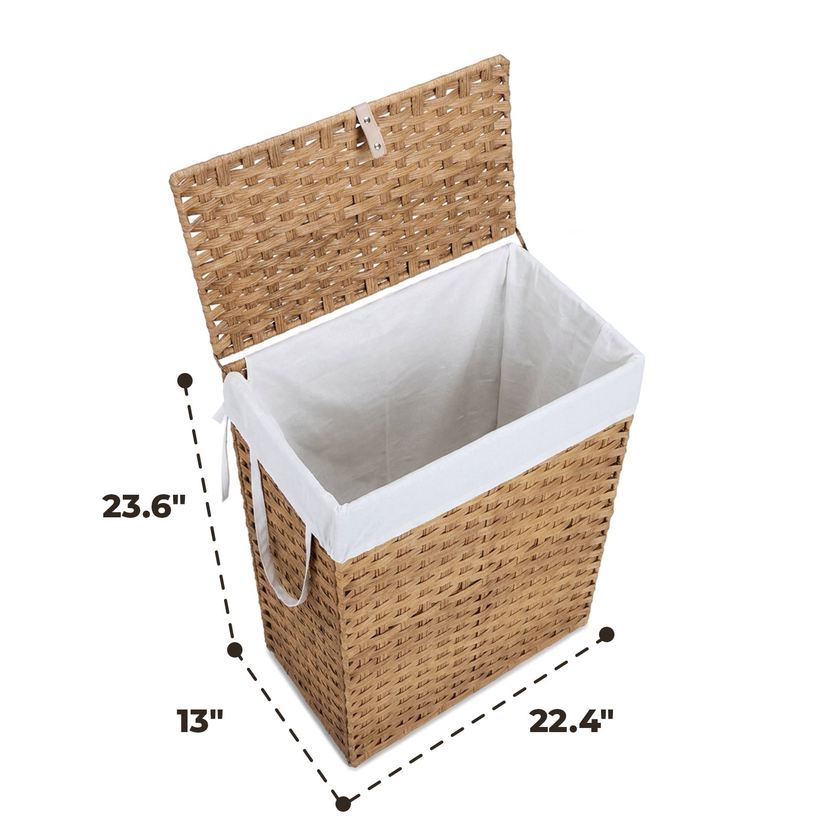 Alvantor 90L/110L Laundry Hamper with Lid, No Install Needed, Synthetic Rattan Clothes Laundry Basket with Lid and Handles, Foldable, Removable Liner, with Handles