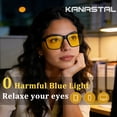 thumbnail image 2 of KANASTAL Yellow Blue Light Glasses Women Night Driving Glasses Men Anti Glare Computer Screen TV UV400 - Black Frame Yellow Lens, 2 of 6