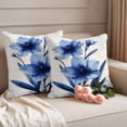 thumbnail image 2 of Blue Floral Spring Outdoor Waterproof Pillow Covers, Vintage Verdant Flower Patterns Decorative Square Throw Pillowcase Sofa Cushion Sham for Patio/Couch/Chair, 20"x20" 2 Pack, 2 of 8