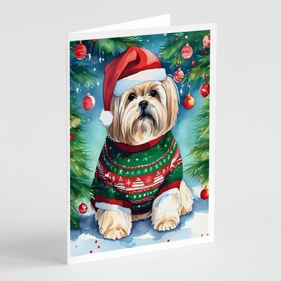 Lhasa Apso Christmas Greeting Cards Pack of 8 7 in x 5 in