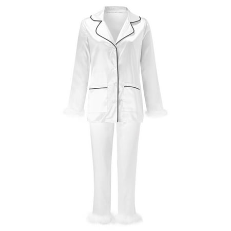 

Rovga Pajamas For Women Long Tops Long Set 2 Sleeve Piece Sleepwear Camis Pants Suits Sets