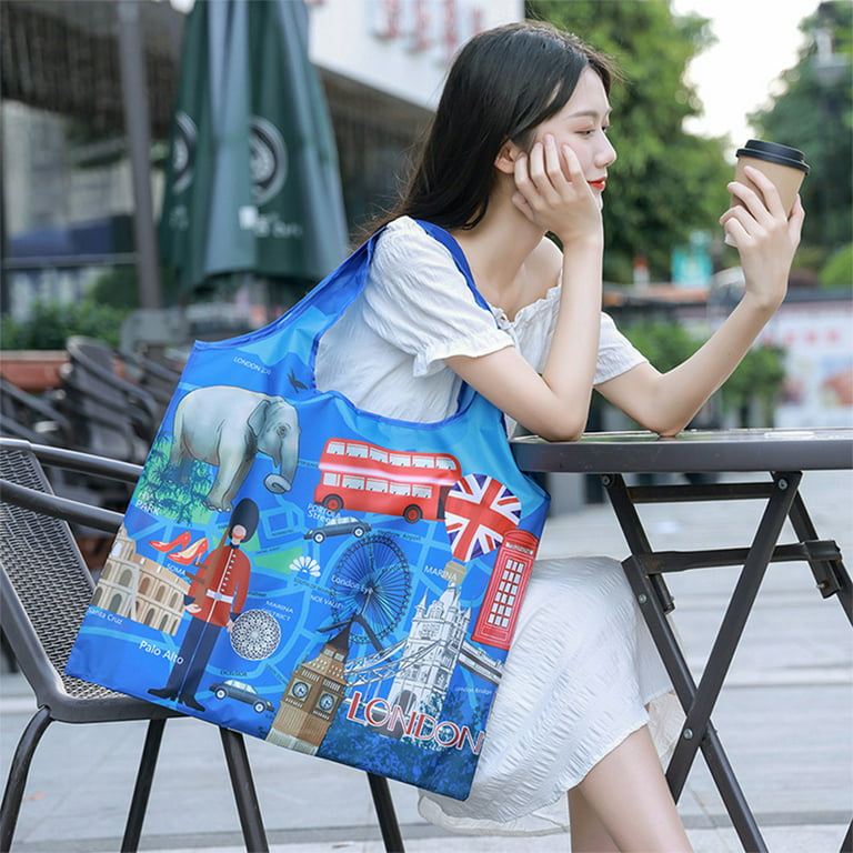 Reusable Shopping Bags Pouch Grocery Bags Heavy Duty Oxford Polyester,  Waterproof Washable Foldable Bag with Handles, Grocery Bag and Big Tote Bag  