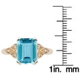 thumbnail image 3 of 10k Yellow Gold Vintage Style Genuine Emerald-Cut Blue Topaz and Diamond Ring, 3 of 5