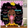 thumbnail image 3 of 4PCS Elegant African American Woman Shower Curtain Set, Pink Floral Eiffel Tower High Heels Positive Quotes Sexy Afro Black Girl Melanin Queen Fashion Bathroom Decor, Non-slip Bath Mat, 3 of 7