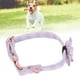 thumbnail image 3 of Collar para mascotas con flor de seis pétalos, ajustable, suave, cómodo, con flor grabada, polvo púrpura L, 3 of 13