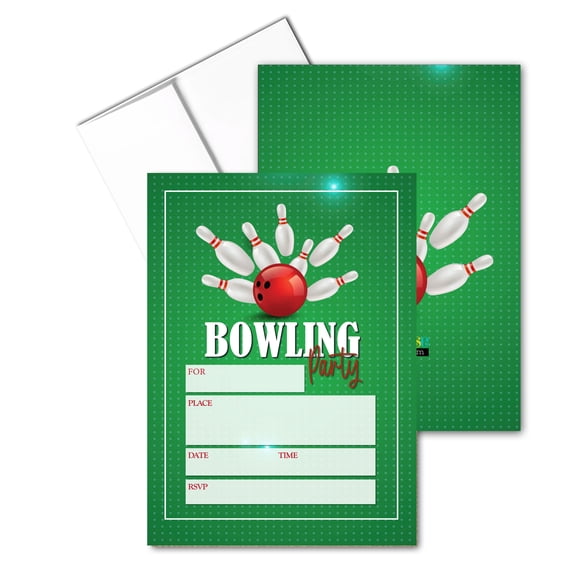 Bowling Party Invitations - 25 Invites with Envelopes - Bowling - B15238