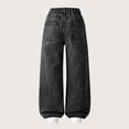 thumbnail image 6 of Girls' Wide Leg Jeans Flower Appliqued Trendy High Waisted Denim Long Pants with Pockets Casual Y2k Trouser (9-10 Years, Black), 6 of 6