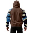 thumbnail image 5 of Men's Pullover Hoodie Long Sleeve Raglan Sweatshirt with Abstract Print Casual Loose Fit Kangaroo Pocket Light Brown XL, 5 of 5