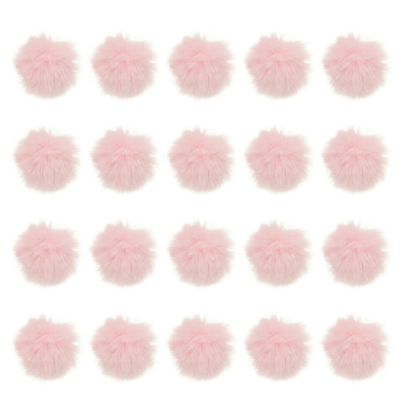 Uxcell Faux Fur Pom Poms for Hats, 20 Pcs Fluffy Soft Fur Poms Balls with Elastic Loop for Keychain Knitting Hats DIY Scarves Gloves Bag Christmas, Light Pink