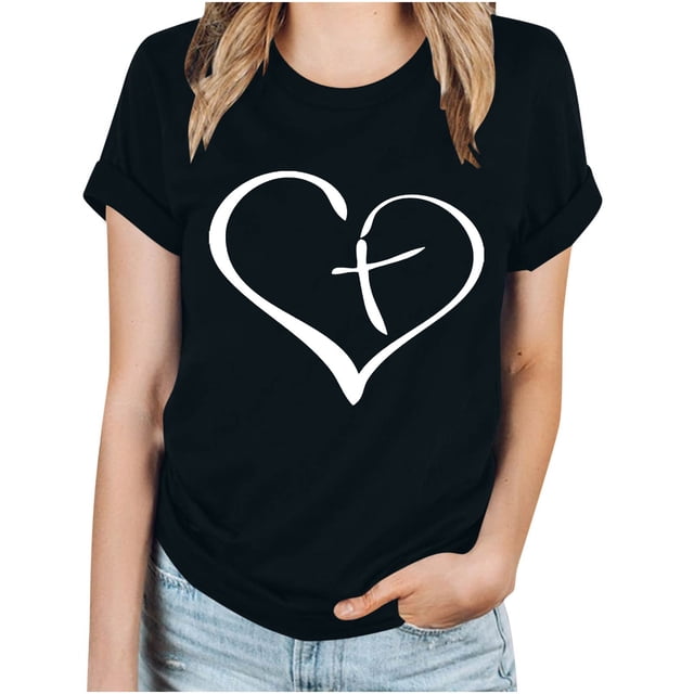 Blouses pour Femmes Hauts Imprimés Manches Courtes Blouse Col Rond T-Shirt Hauts