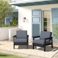 thumbnail image 3 of SERWALL 2PCS Outdoor HDPE Patio Couch Sets with Cushions, Weather-Resistant Patio Furniture for Poolside, Patio, Balcony, Porch & Backyard, Black / Grey, 3 of 10