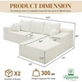 thumbnail image 3 of LLappuil 108" Sectional Sofa, Modular Sectional Couch with Left Chaise, Deep Seat Corduroy Cloud Sofa for Living Room White, 3 of 8