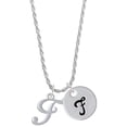 thumbnail image 1 of Delight Jewelry Silvertone Small Gelato Script Initial - F - Silvertone Script Initial Disc - F - Charm Necklace, 20"+3", 1 of 4